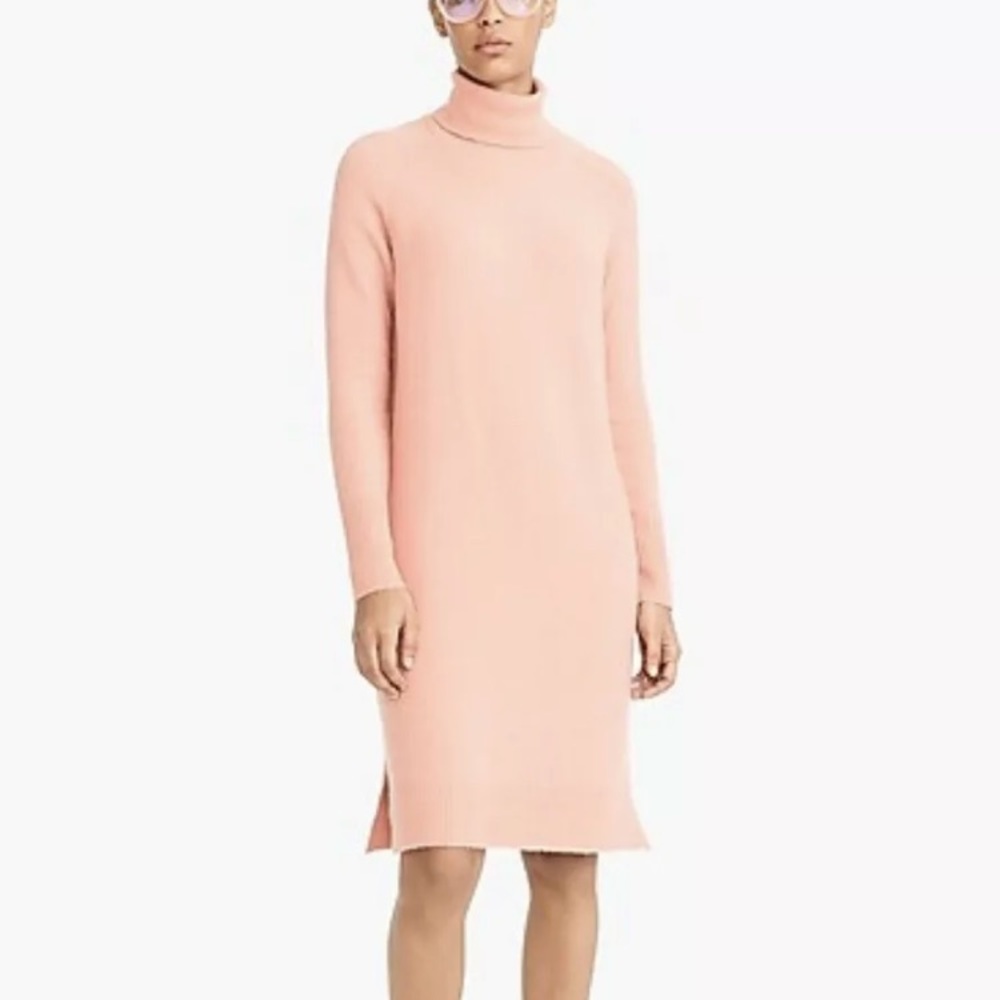 J. Crew Pink Seashell Wool/Alpaca Turtleneck Dress